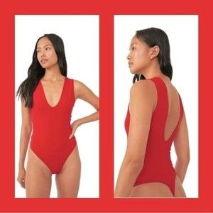 Free People Keep it Sleek Bodysuit in Pink Poinsettia, Small